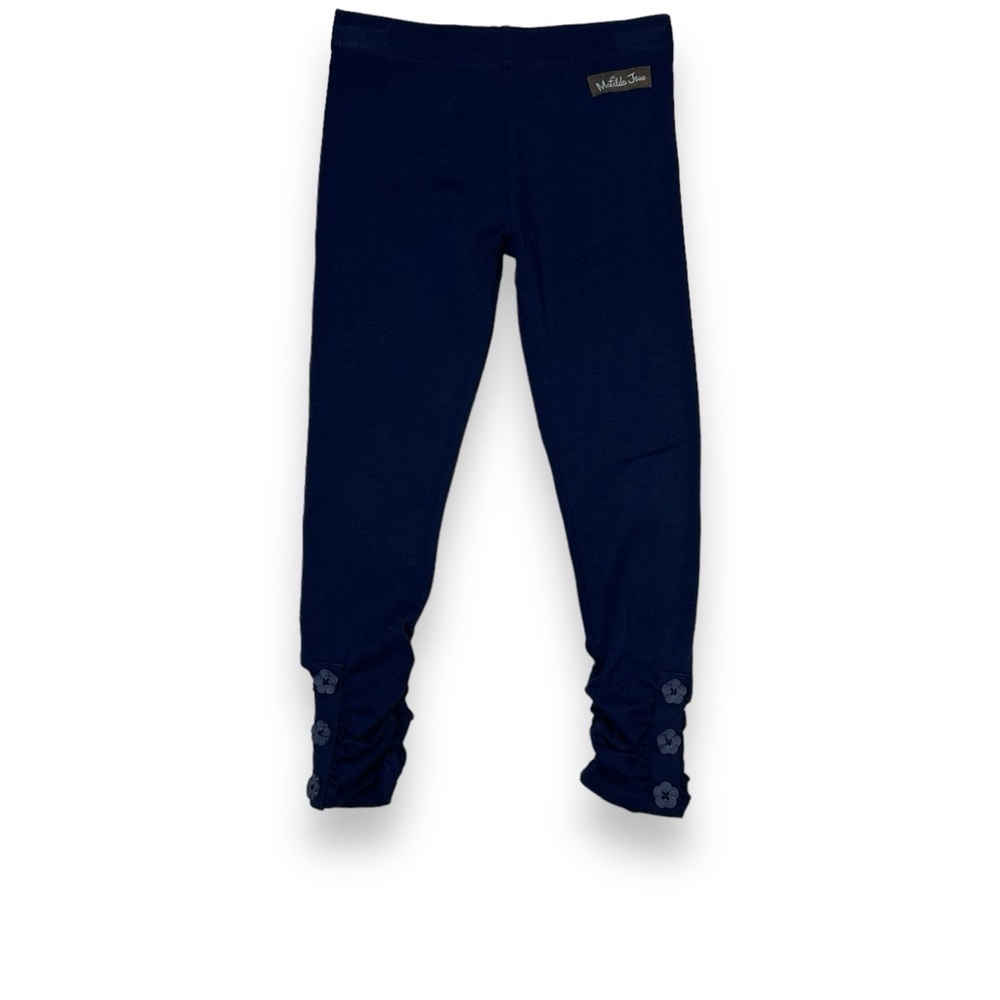 Matilda Jane Girls 4 Perfectly Paired Navy Ruched‎ Leggings Flower Buttons